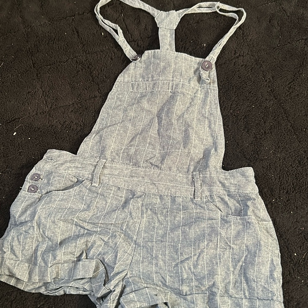 Striped overall shorts
